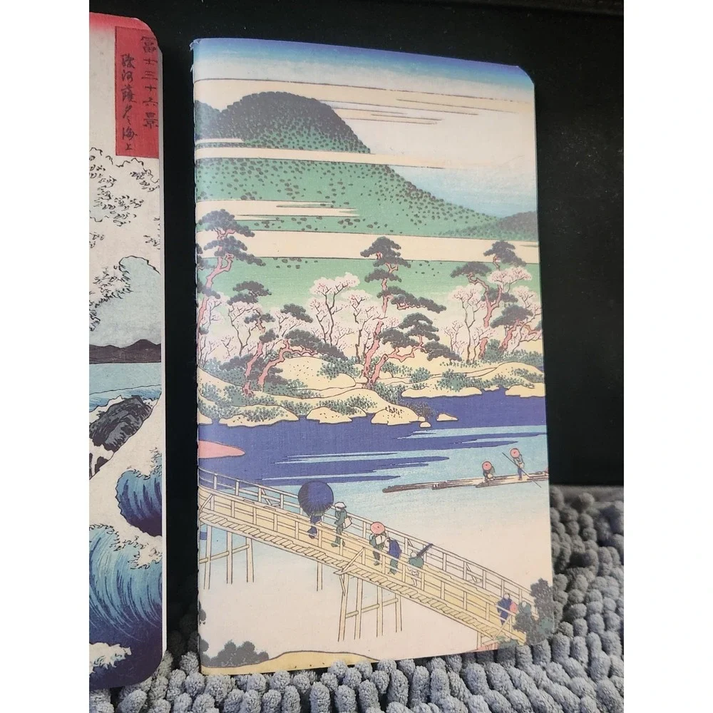 Chinese Lined Journals with Ocean, Mountains, Tree Scenes Haiku Style‎ Set of 3